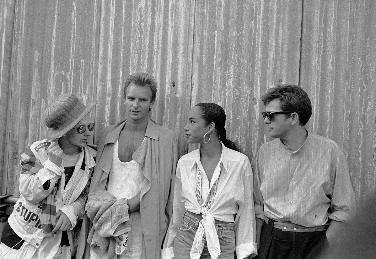 Boy George, Sting, Sade & Peter Gabriel backstage hanging out.